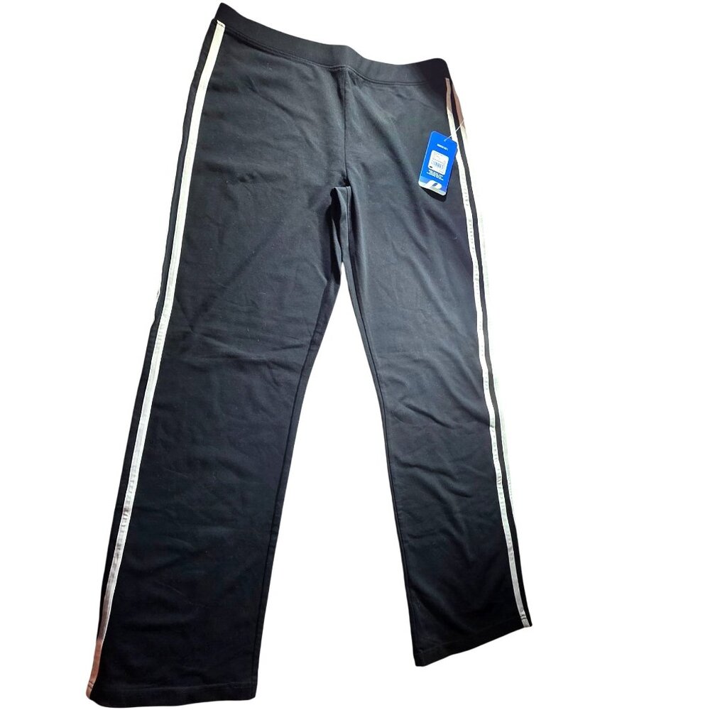 Womens Athletic Pants NWT Prospirit Striped Sides L Black casual workout
